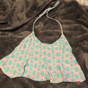 Red camel bathing suit top.